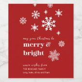 Classic Red & White Snowflake Holiday Wine Label Weinetikett (Einzelnes Label)