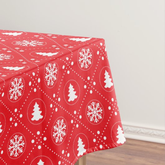 Classic Red White Snowflakes Weihnachtsbaumen Tischdecke (Beispiel)