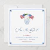 Classic Red White USA Flag Ginger Jar Wedding Save The Date (Vorderseite)