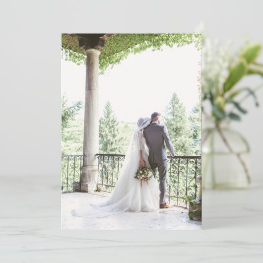 Classic Regency Blue Cameo Wedding Foto Dankeskarte (Stehend Vorderseite)