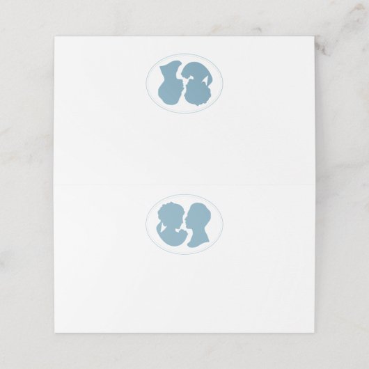 Classic Regency Blue Cameo Wedding Platzkarte (Außenseite Aufgefaltet)