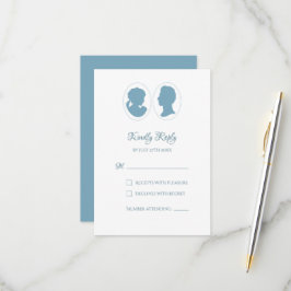 Classic Regency Blue Cameo Wedding RSVP Karte