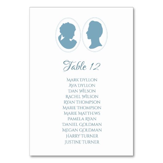 Classic Regency Blue Cameo Wedding Tischnummer (Rückseite)