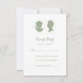 Classic Regency Green Cameo Wedding RSVP Karte (Vorderseite)
