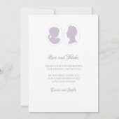 Classic Regency Lila Cameo Wedding Foto Dankeskarte (Rückseite)