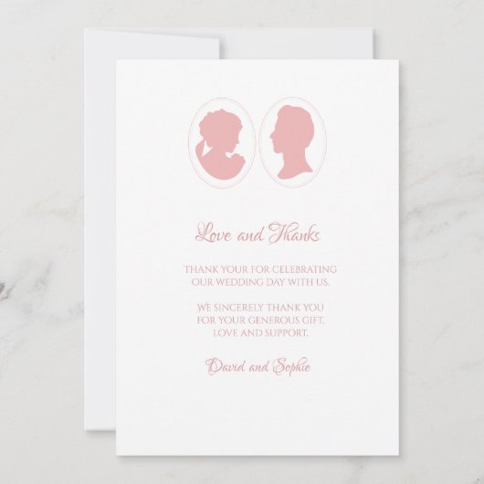 Classic Regency Pink Cameo Wedding Dankeskarte (Rückseite)