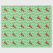 Classic Reindeer & Holly Christmas Wrapping Paper Geschenkpapier (Flach)