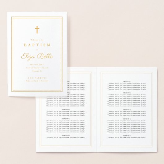 Classic Religious Baptism Program Gold Foil Folienkarte (Anzeige)