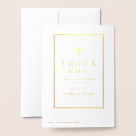 Classic Religious Baptism Program Gold Foil Folienkarte (Rückseite mit Umschlag)