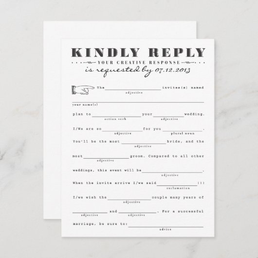 Classic Response Card RSVP Karte (Vorne/Hinten)
