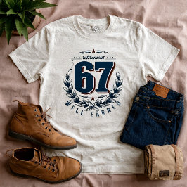 Classic Retirement 67 T-Shirt – Vintage Badge Styl Tri-Blend Shirt