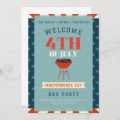 Classic Retro 4. Juli Unabhängigkeitstag GRILLEN P Einladung (Vorne/Hinten)