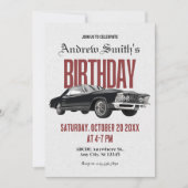 Classic Retro Auto Geburtstag Einladung (Vorderseite)