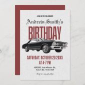 Classic Retro Auto Geburtstag Einladung (Vorne/Hinten)