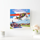 CLASSIC RETRO AVIATION AUS DEN 1920er Jahren Quadratische Wanduhr (Zuhause)