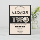 Classic Retro Black Baseball 2. Geburtstag Einladung (Stehend Vorderseite)