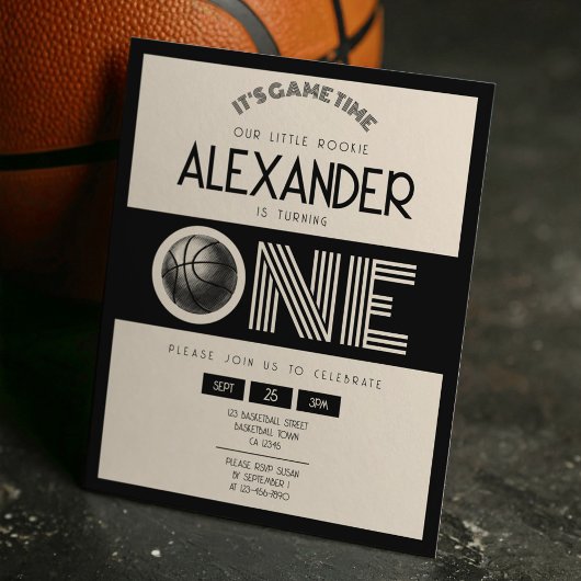 Classic Retro Black Basketball Budget 1. Geburtsta