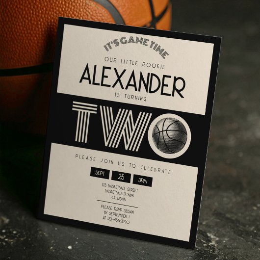 Classic Retro Black Basketball Budget 2. Geburtsta