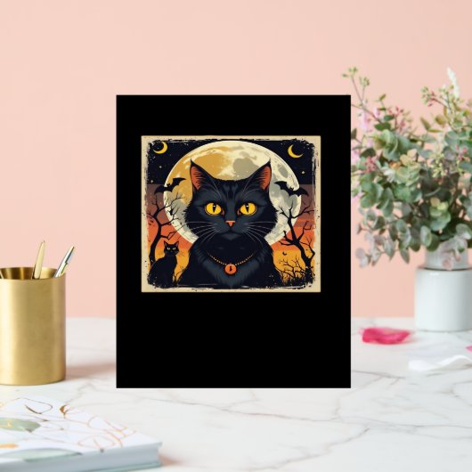 Classic Retro Black Cat Halloween T - Shirt Classi Acrylschild (Hochzeit)