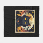 Classic Retro Black Cat Halloween T - Shirt Classi Fleecedecke (Vorderseite (Horizontal))
