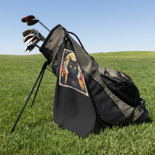 Classic Retro Black Cat Halloween T - Shirt Classi Golfhandtuch (Gras)