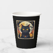 Classic Retro Black Cat Halloween T - Shirt Classi Pappbecher (Vorderseite)