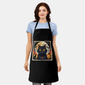 Classic Retro Black Cat Halloween T - Shirt Classi Schürze (Getragen)