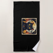 Classic Retro Black Cat Halloween T - Shirt Classi Strandtuch (Vorderseite)