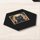 Classic Retro Black Cat Halloween T - Shirt Classi Untersetzer (angewinkelt)