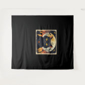 Classic Retro Black Cat Halloween T - Shirt Classi Wandteppich (Vorderseite (Horizontal))