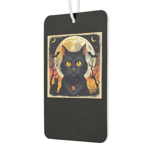 Classic Retro Black Cat Halloween T-Shirt Classic Autolufterfrischer (Links)