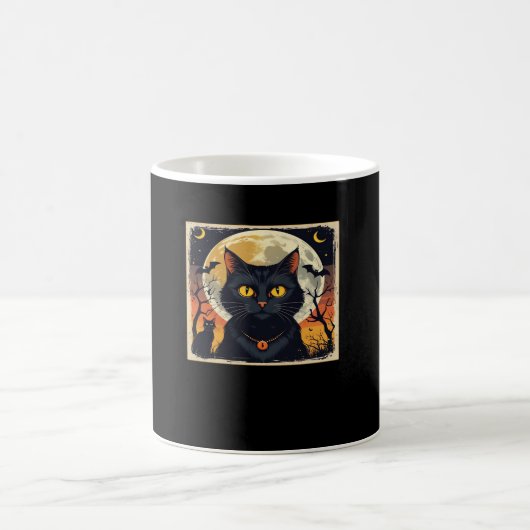 Classic Retro Black Cat Halloween T-Shirt Classic Kaffeetasse (Mittel)