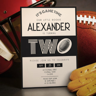 Classic Retro Black Football 2. Geburtstag Einladung