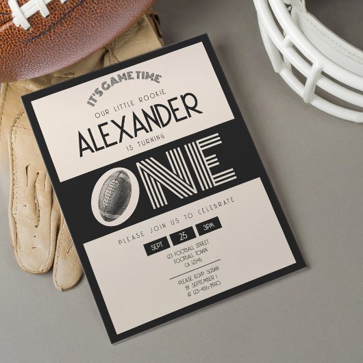 Classic Retro Black Football Budget 1. Geburtstag