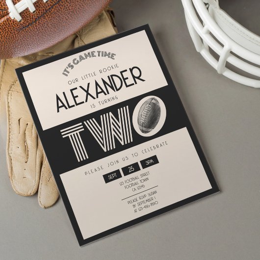 Classic Retro Black Football Budget 2. Geburtstag