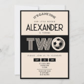 Classic Retro Black Soccer 2. Geburtstag Einladung (Vorderseite)