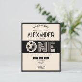 Classic Retro Black Soccer Budget 1. Geburtstag (Stehend Vorderseite)