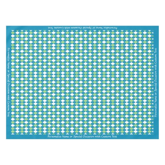 Classic Retro Blue Lime Green Raute Diamond Tischdecke (Vorderseite (Horizontal))