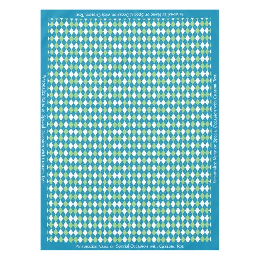 Classic Retro Blue Lime Green Raute Diamond Tischdecke (Vorderseite)
