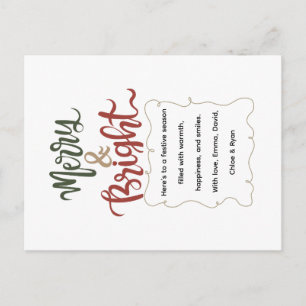 Classic Retro Festival Merry & Bright Christmas Feiertagspostkarte