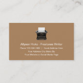 Classic Retro Freelance Writer Visitenkarte (Rückseite)