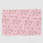 Classic Retro Golf Golfer Club Ball Muster Rosa Golfhandtuch (Horizontal)