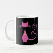 Classic Retro Pink Kitty Cat Schwanz Monogramm Kaffeetasse (Links)