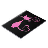 Classic Retro Pink Kitty Cat Schwanz Monogramm Notizblock (Linke Seite)