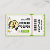 Classic Retro Quirky Cartoon Taco Rabattkarte (Vorderseite)