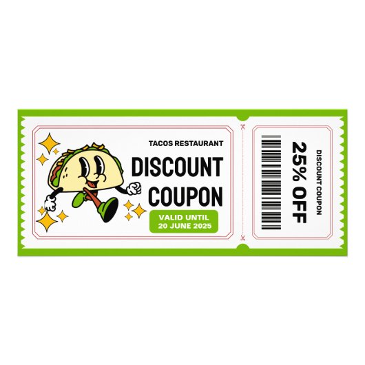 Classic Retro Quirky Cartoon Taco Werbekarte (Vorne)