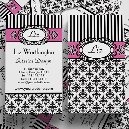 Classic Retro Rosa und Black Paris Chic Visitenkarte