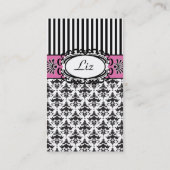 Classic Retro Rosa und Black Paris Chic Visitenkarte (Rückseite)