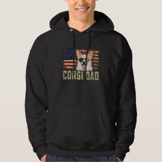 Classic Retro USA Flag Corgi Vater Fathers Day Hoodie