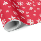 Classic Retro White Snowflakes Weihnachten Rotes G Geschenkpapier (Rolleneckpunkt)